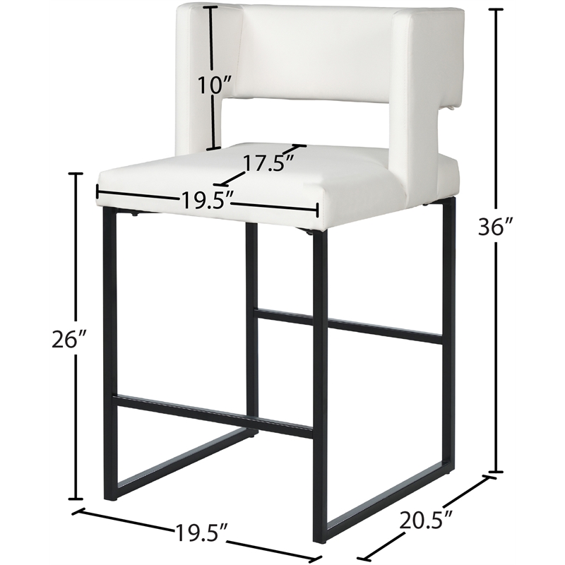 Maklaine Contemporary White Vegan Leather Counter Stool (Set of 4)