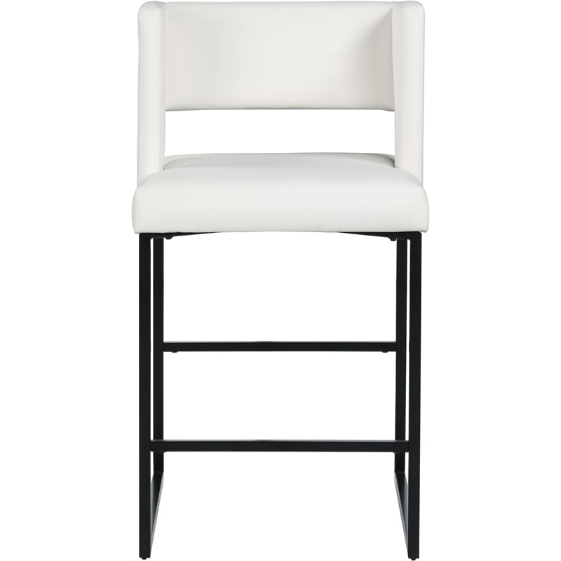 Maklaine Contemporary White Vegan Leather Counter Stool (Set of 6)