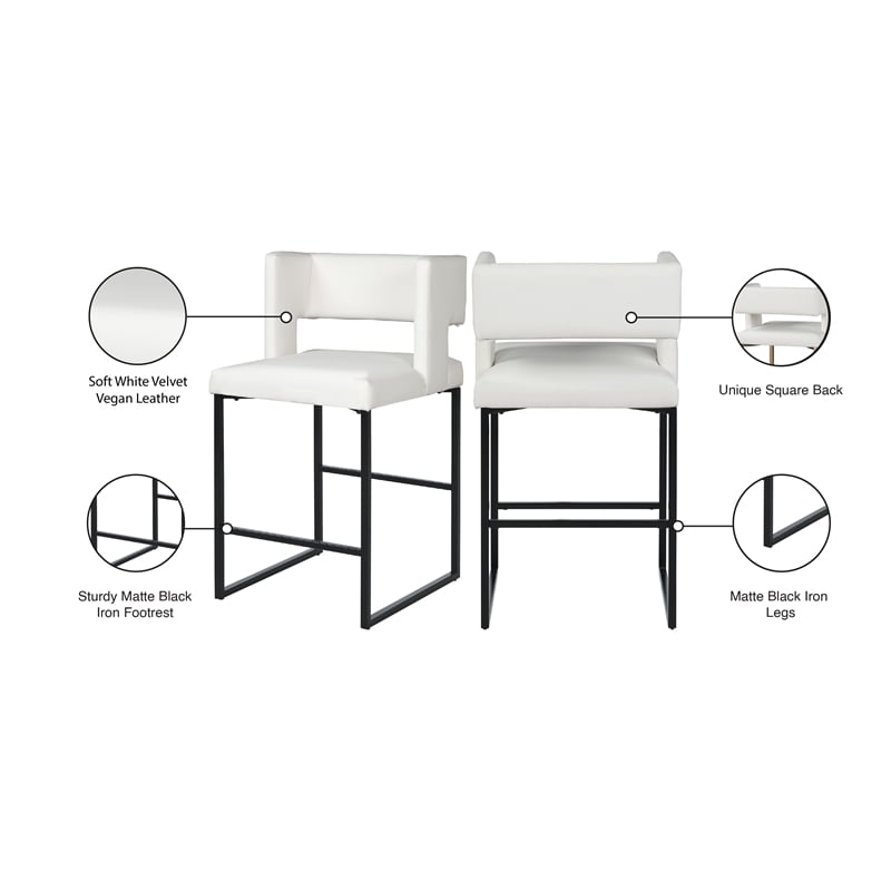 Maklaine Contemporary White Vegan Leather Counter Stool (Set of 6)