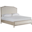 Makline Transitional Oak Wood Framed Linen Upholstered King Panel Bed