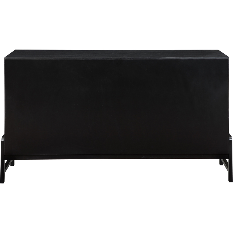 Maklaine Contemporary Oak Veneer Dresser with Solid Wood Legs in Black