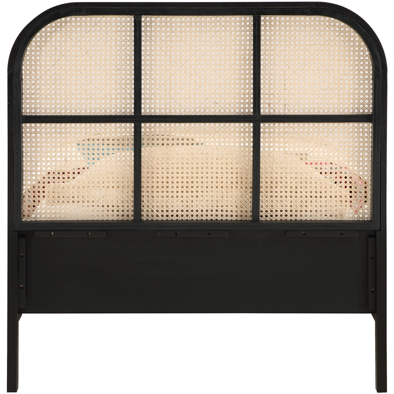 Maklaine Contemporary Rich Black Finish Solid Ash Wood Twin Bed