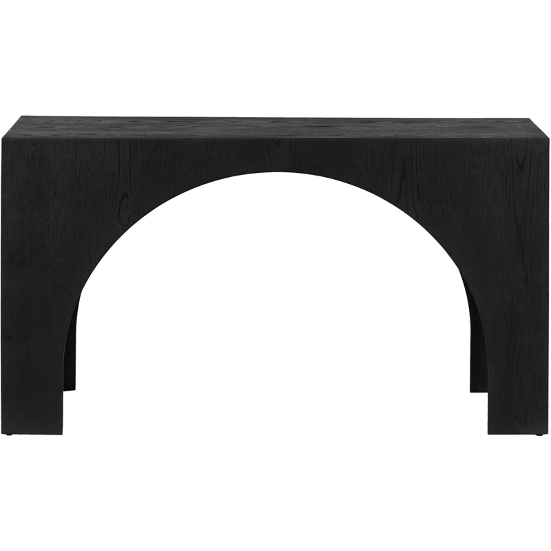 Maklaine Contemporary Solid Oak Wood Console Table in Black Finish