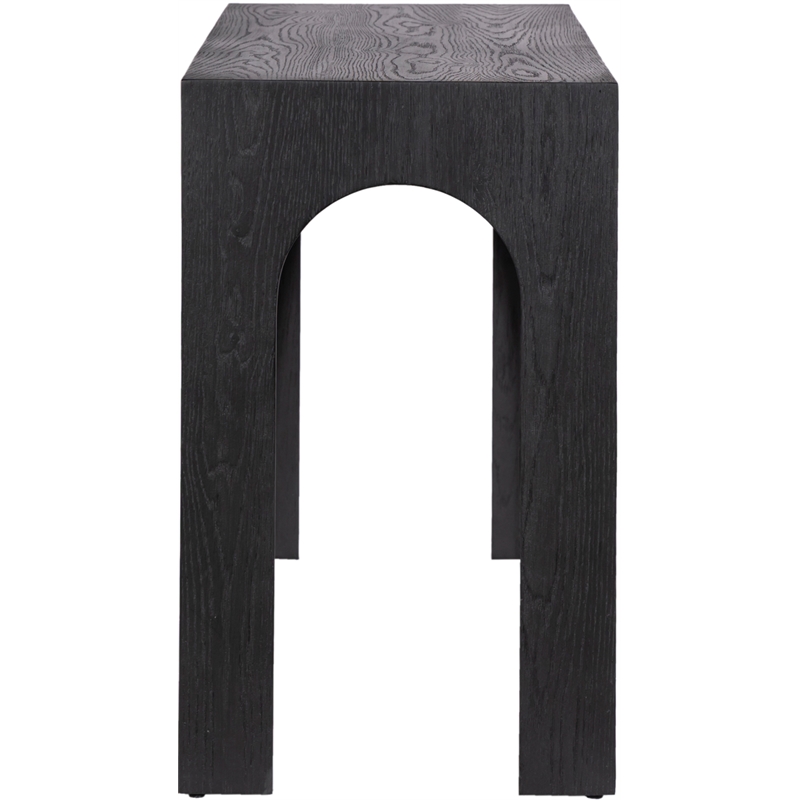 Maklaine Contemporary Solid Oak Wood Console Table in Black Finish