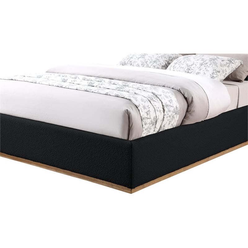 Maklaine Modern / Contemporary Rich Black Boucle Fabric Full Bed
