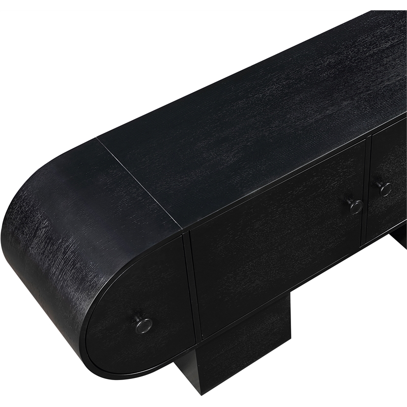 Maklaine Contemporary Rich Black Oak Veneer Sideboard/Buffet