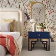 Maklaine Contemporary Handmade Woven Navy & Rattan Nightstand