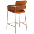 Maklaine Modern Iron Metal Frame Cognac Velvet Counter Stool