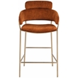 Maklaine Modern Iron Metal Frame Cognac Velvet Counter Stool