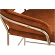 Maklaine Modern Iron Metal Frame Cognac Velvet Counter Stool
