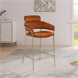Maklaine Modern Iron Metal Frame Cognac Velvet Counter Stool