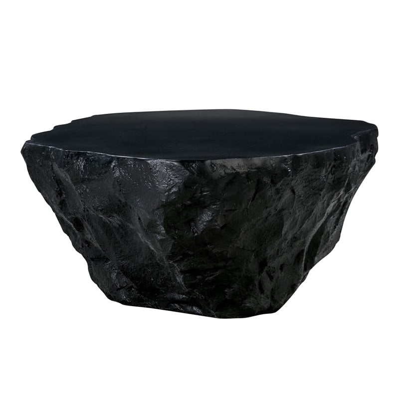 Maklaine Concrete Black Coffee Table Rectangular Handmade Outdoor-Safe Unassembled