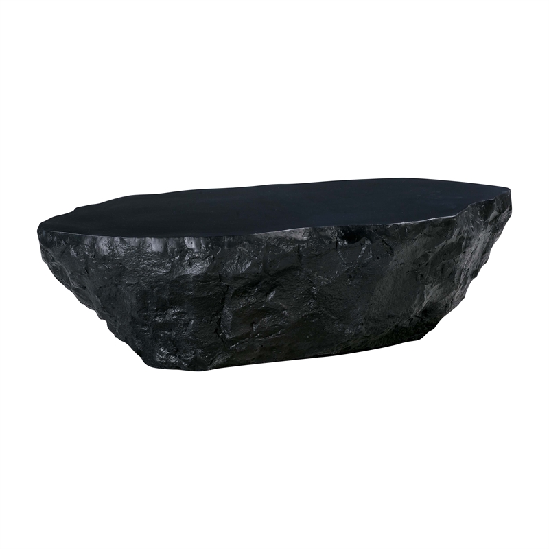 Maklaine Concrete Black Coffee Table Rectangular Handmade Outdoor-Safe Unassembled