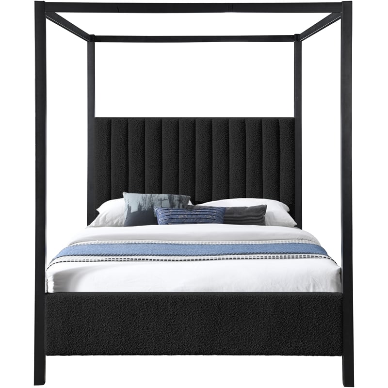Maklaine Modern / Contemporary Green Finish Boucle Fabric King Bed