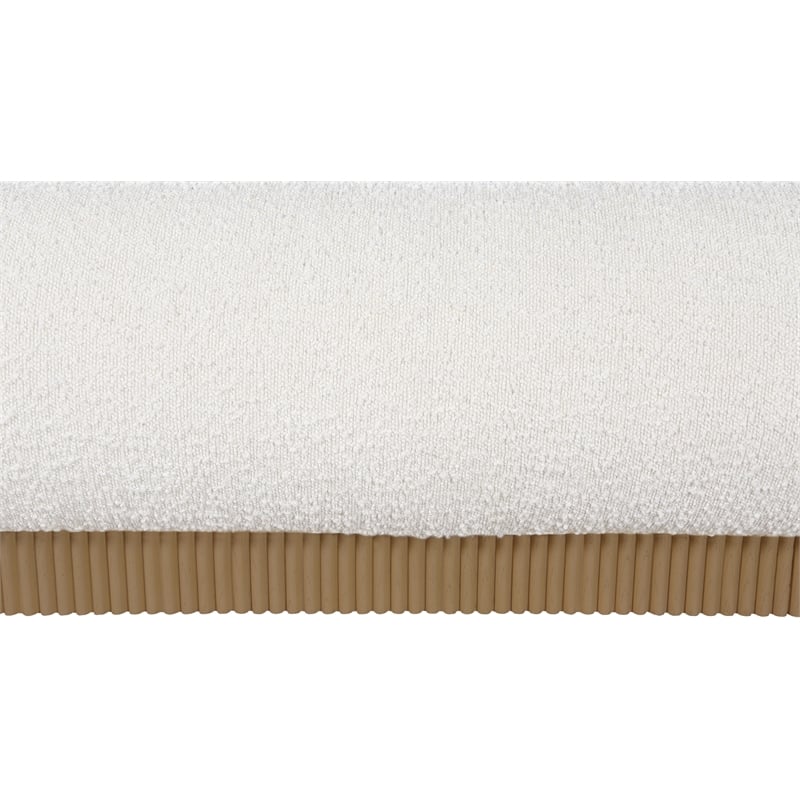 Maklaine Contemporary Rich Cream Finish Boucle Fabric Queen Bed