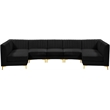 Maklaine Contemporary Soft Black Finish Velvet Modular Sectional