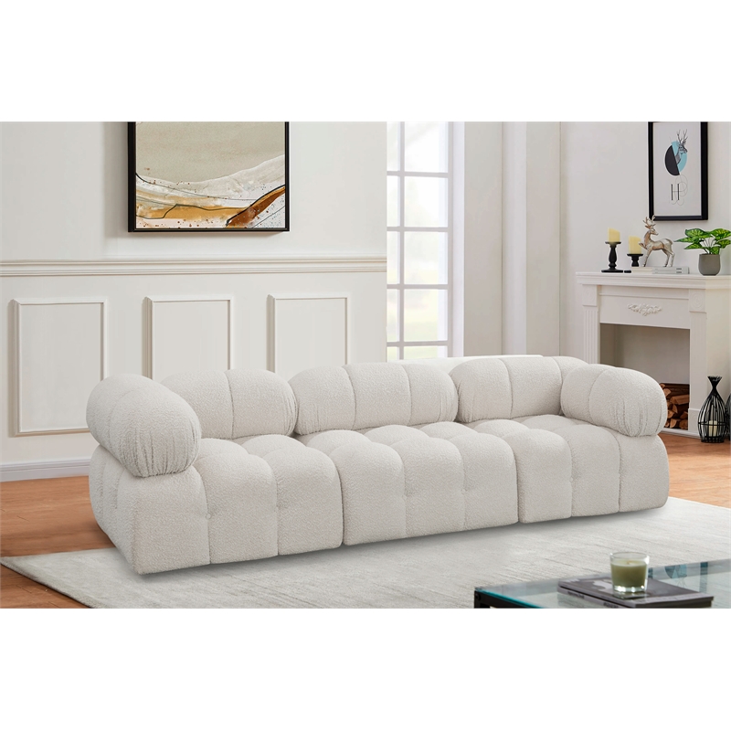 Maklaine Contemporary Rich Cream Finish Boucle Fabric Modular Sofa