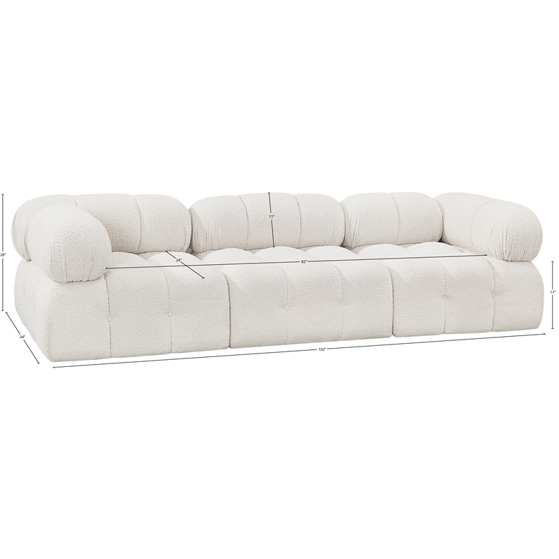 Maklaine Contemporary Rich Cream Finish Boucle Fabric Modular Sofa