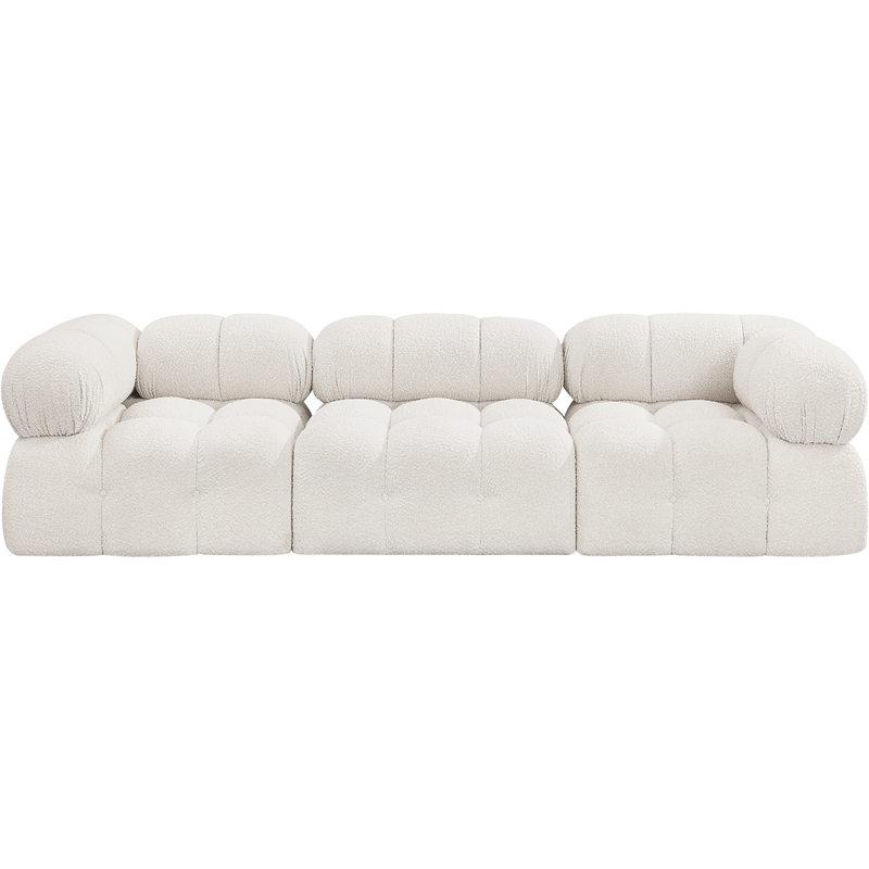 Maklaine Contemporary Rich Cream Finish Boucle Fabric Modular Sofa