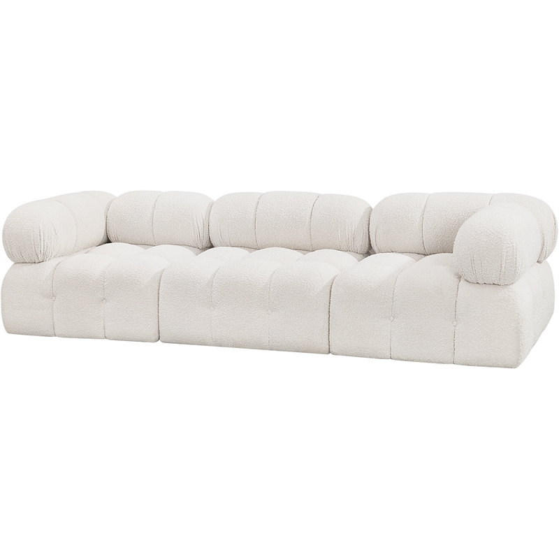 Maklaine Contemporary Rich Cream Finish Boucle Fabric Modular Sofa