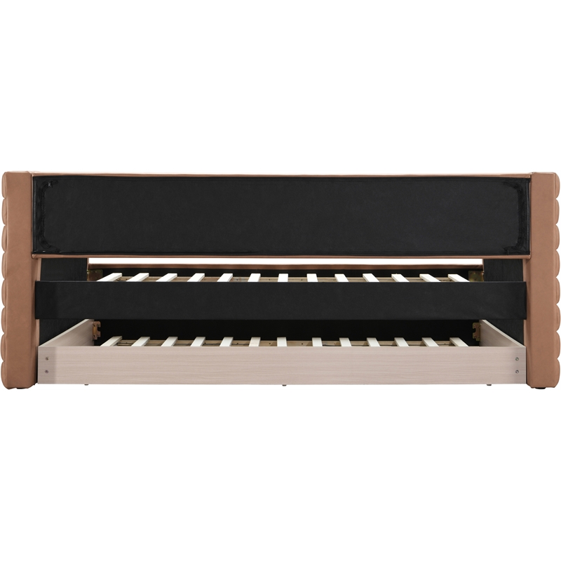 Maklaine Vegan Leather Cognac Twin Daybed Rectangular Water-Resistant 87
