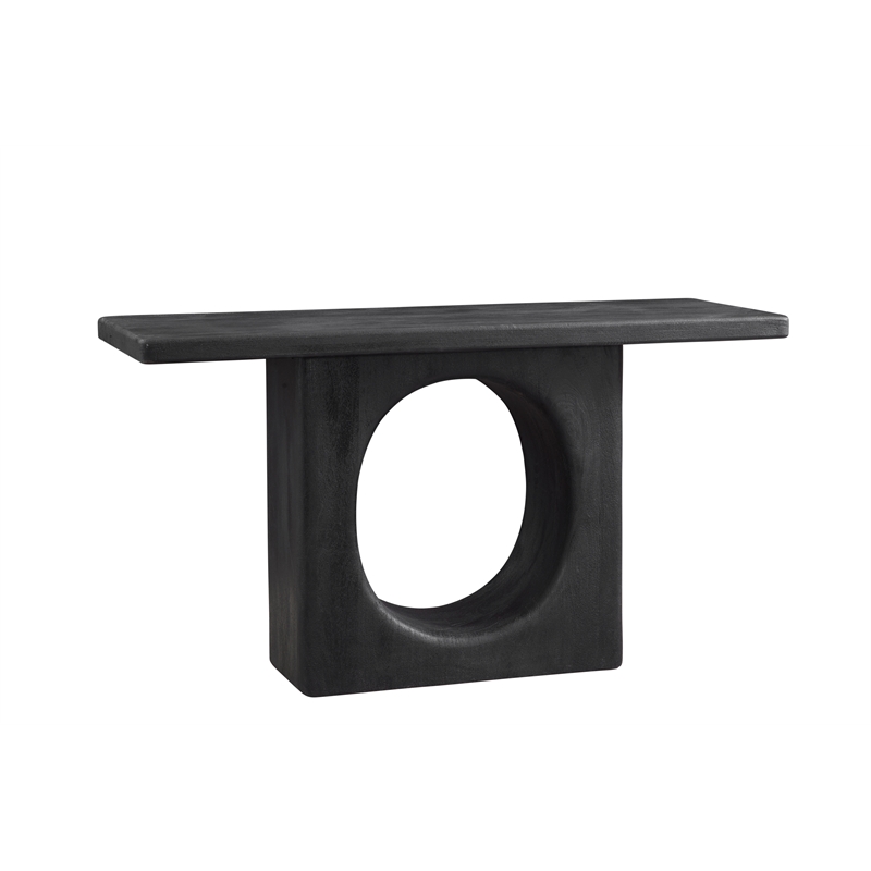 Maklaine Modern Rustic Console Table in Black Mango Wood Finish