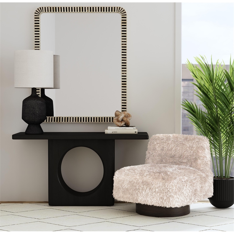 Maklaine Modern Rustic Console Table in Black Mango Wood Finish