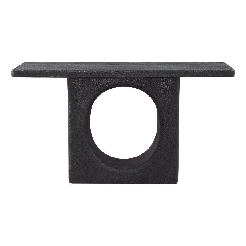 Maklaine Modern Rustic Console Table in Black Mango Wood Finish
