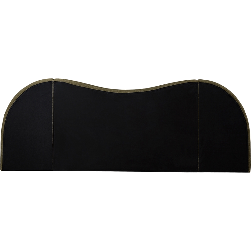Maklaine Contemporary Rich Olive Green Boucle Fabric King Bed
