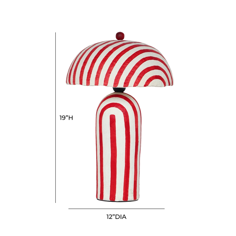 Maklaine Papier Mache Red Table Lamp