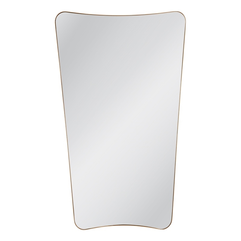 Maklaine Rectangular with Rounded Corners Wall Mirror in Gold Leaf Metal Frame