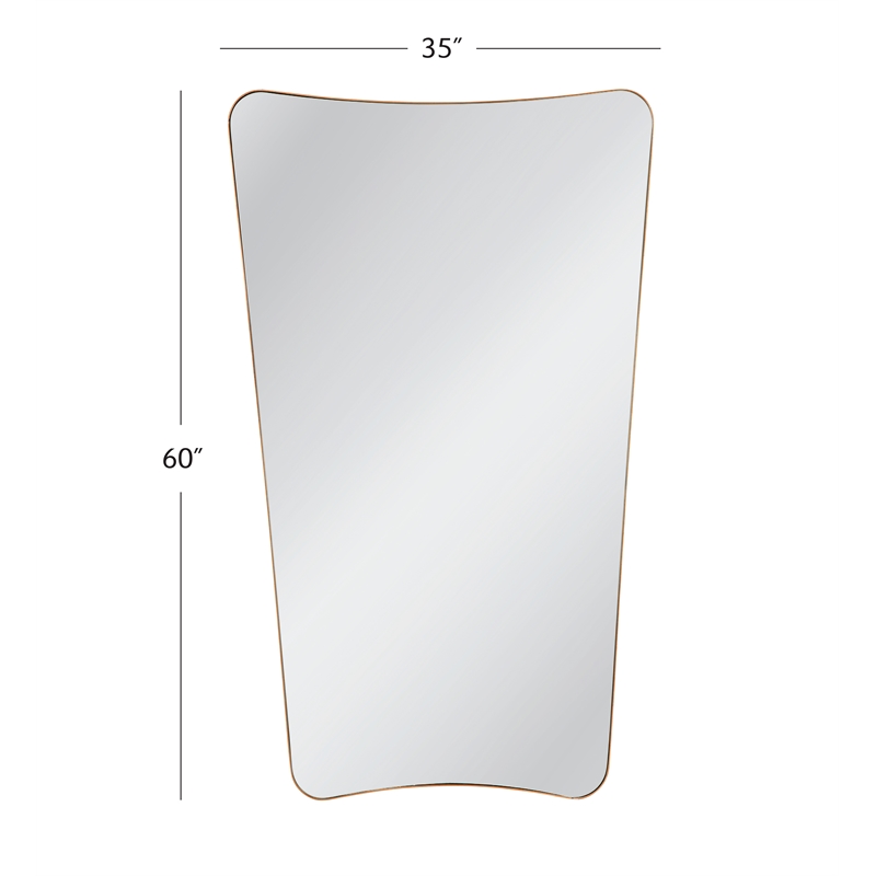 Maklaine Rectangular with Rounded Corners Wall Mirror in Gold Leaf Metal Frame