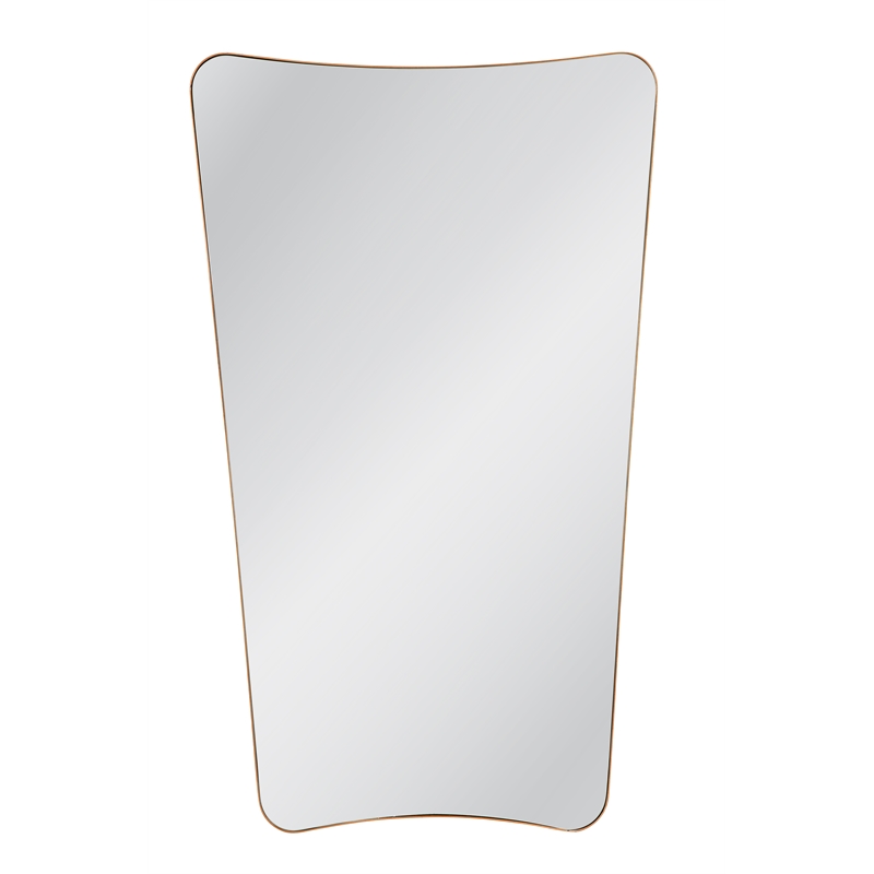 Maklaine Rectangular with Rounded Corners Wall Mirror in Gold Leaf Metal Frame
