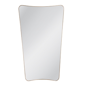 Maklaine Rectangular with Rounded Corners Wall Mirror in Gold Leaf Metal Frame