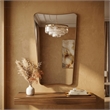 Maklaine Rectangular with Rounded Corners Wall Mirror in Gold Leaf Metal Frame