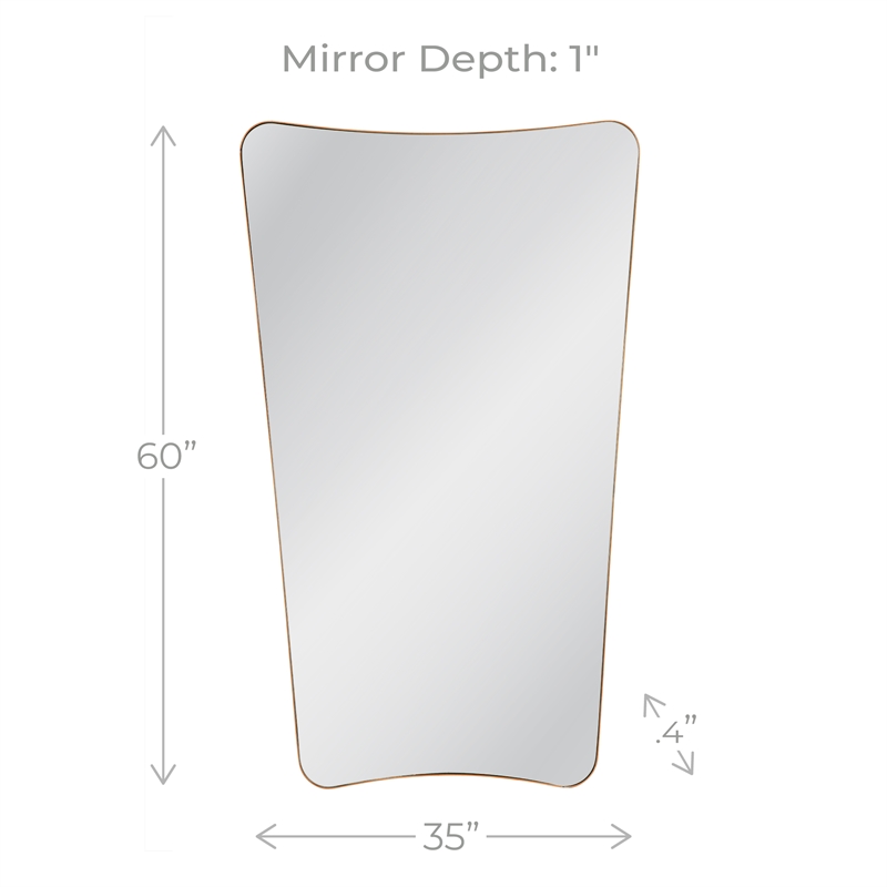 Maklaine Rectangular with Rounded Corners Wall Mirror in Gold Leaf Metal Frame