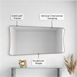 Maklaine Rectangular with Rounded Corners Wall Mirror in Gold Leaf Metal Frame