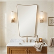 Maklaine Rectangular with Rounded Corners Wall Mirror in Gold Leaf Metal Frame