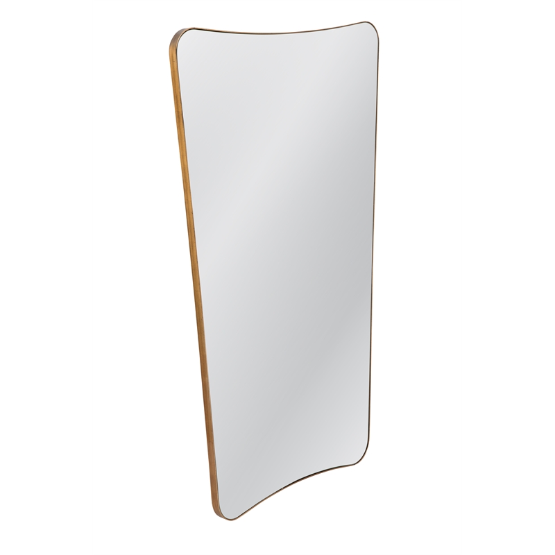 Maklaine Rectangular with Rounded Corners Wall Mirror in Gold Leaf Metal Frame