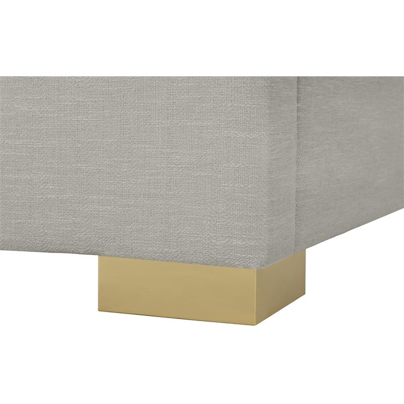 Maklaine Contemporary Rich Beige Linen Textured Fabric Full Bed