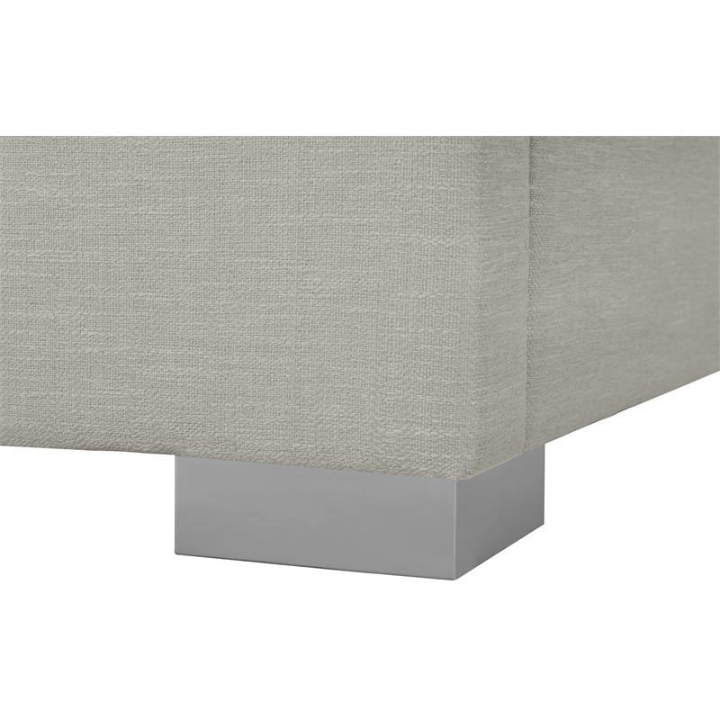 Maklaine Contemporary Rich Beige Linen Textured Fabric Full Bed