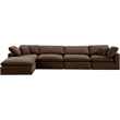 Maklaine Contemporary Soft Brown Velvet 5Pc Modular Sectional