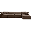 Maklaine Contemporary Soft Brown Velvet 5Pc Modular Sectional