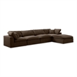 Maklaine Contemporary Soft Brown Velvet 5Pc Modular Sectional