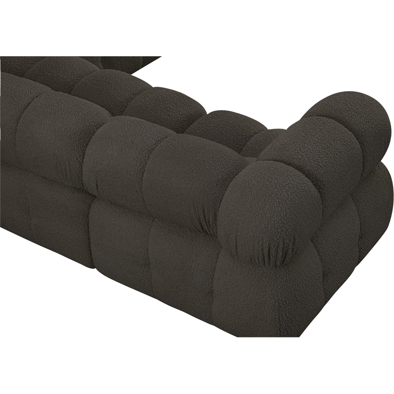 Maklaine Contemporary Rich Brown Boucle Fabric Modular Sectional