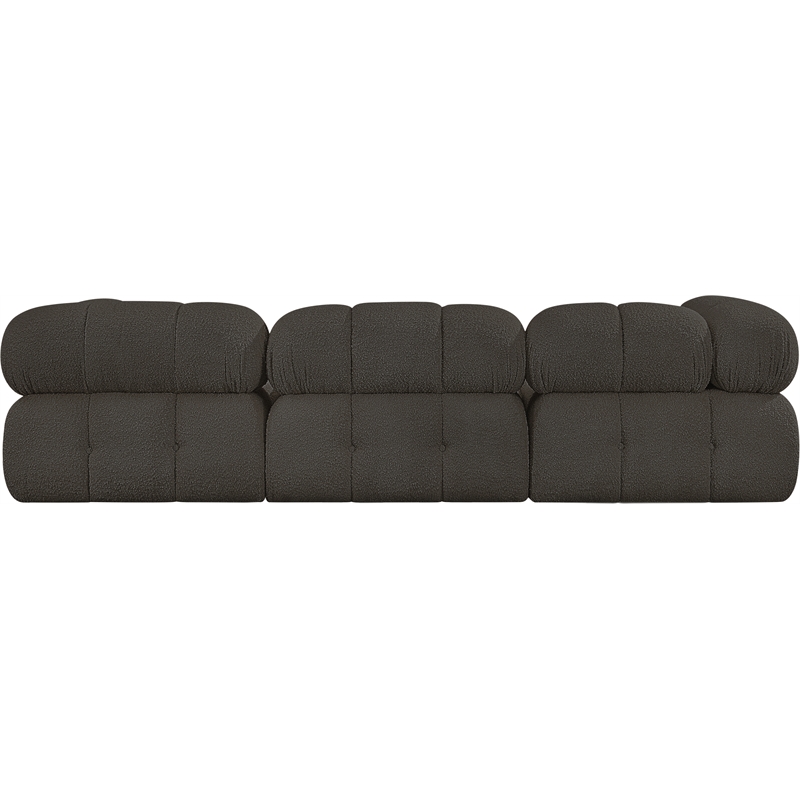 Maklaine Contemporary Rich Brown Boucle Fabric Modular Sectional