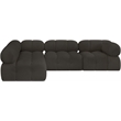 Maklaine Contemporary Rich Brown Boucle Fabric Modular Sectional