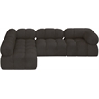 Maklaine Contemporary Rich Brown Boucle Fabric Modular Sectional