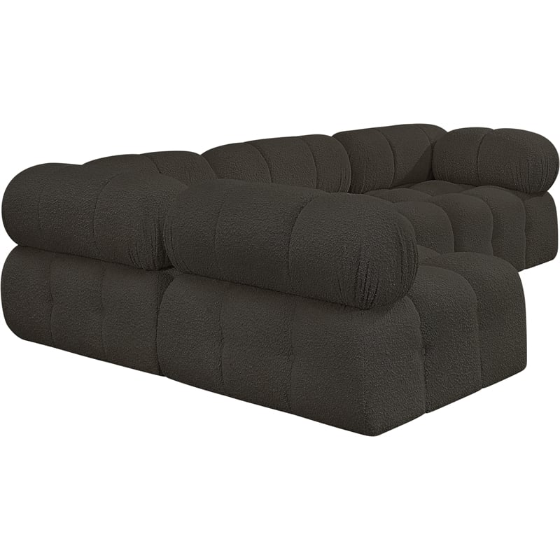 Maklaine Contemporary Rich Brown Boucle Fabric Modular Sectional