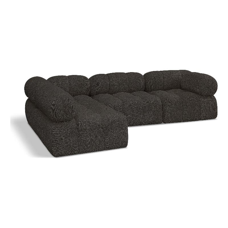 Maklaine Contemporary Rich Brown Boucle Fabric Modular Sectional